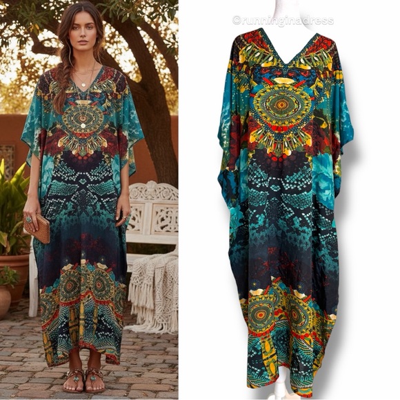 Shore Drive Dresses & Skirts - Shore Drive Embellished Boho Maxi Kaftan Dress Cover Maxi Kaftan One Size To 2XL